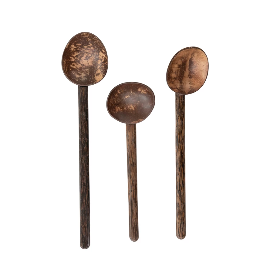 Coconut Shell Spoon with Mango Wood Handle, 3 Sizes